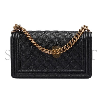 CHANEL CAVIAR MEDIUM QUILTED BOY FLAP BLACK A67086-2 (25*15*8cm)