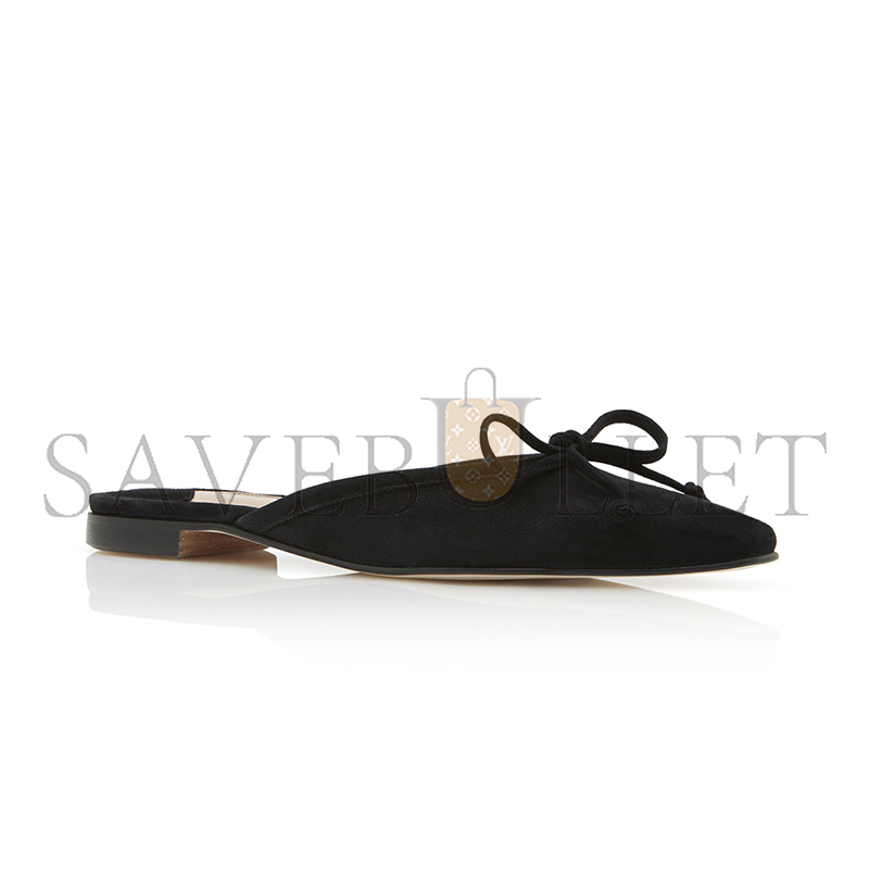MANOLO BLAHNIK BALLERIMU BLACK SUEDE FLAT MULES 9XX-0657-0013 MANOLO BLAHNIK BALLERIMU BLACK SUEDE FLAT MULES 9XX-0657-0013