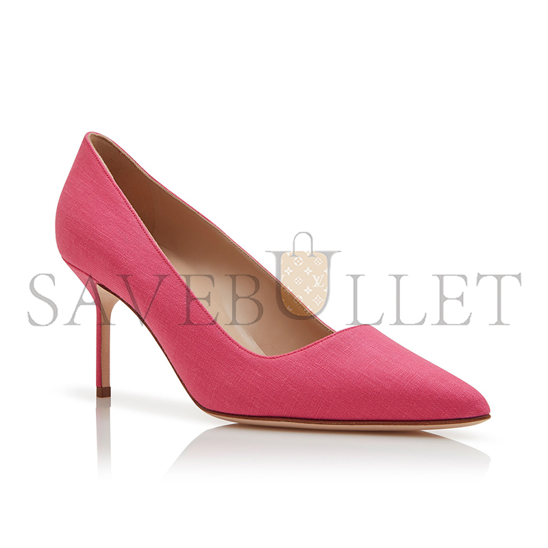 MANOLO BLAHNIK BB 70 PINK LINEN POINTED TOE PUMPS 125-2930-0007 MANOLO BLAHNIK BB 70 PINK LINEN POINTED TOE PUMPS 125-2930-0007