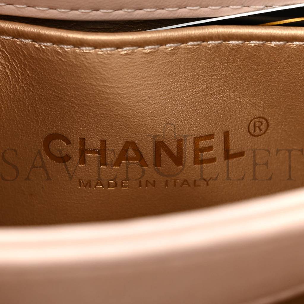 CHANEL LAMBSKIN QUILTED CC MINI TOP HANDLE FLAP LIGHT PINK GOLD HARDWARE (19*13*8cm) CHANEL LAMBSKIN QUILTED CC MINI TOP HANDLE FLAP LIGHT PINK GOLD HARDWARE (19*13*8cm)