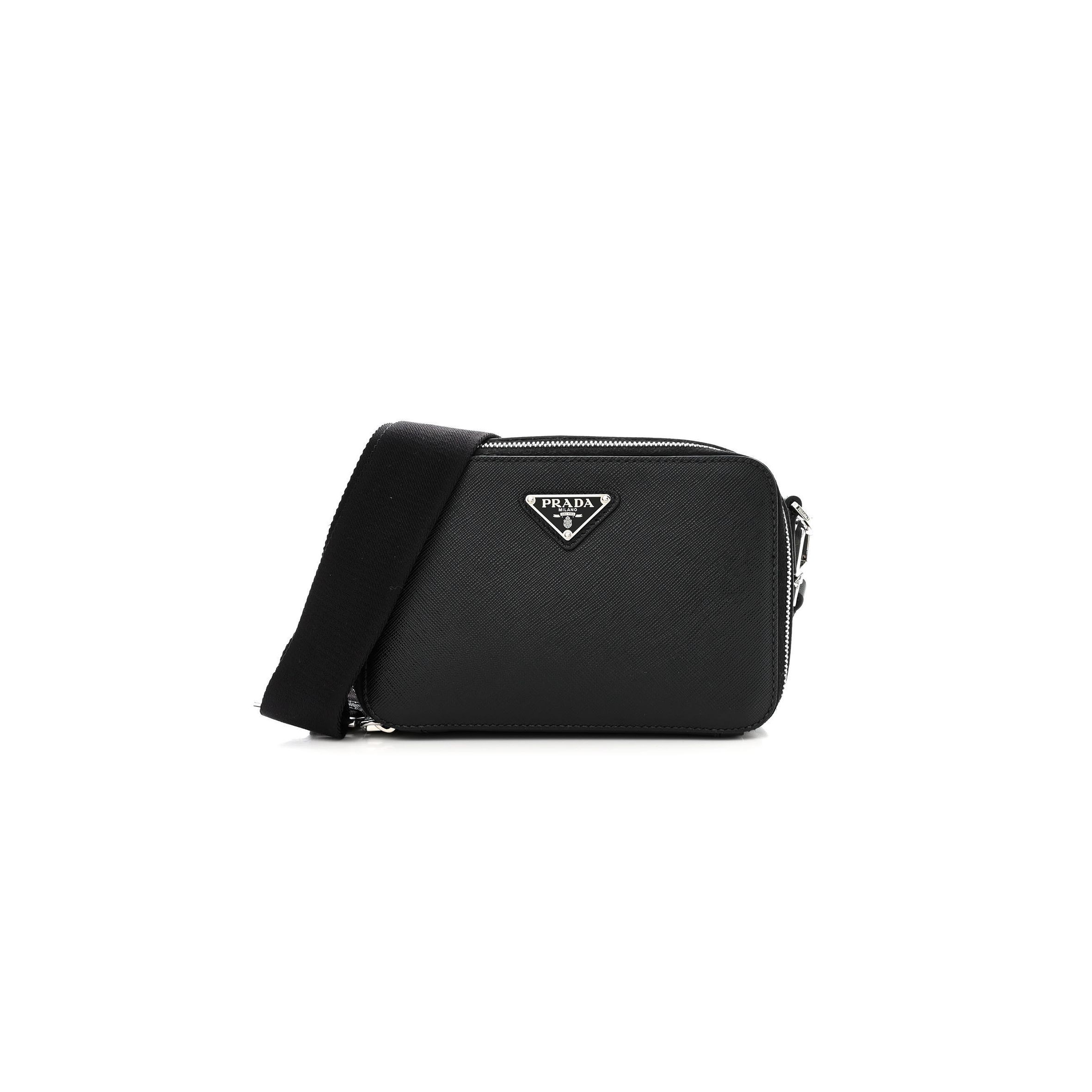 PRADA SAFFIANO TRAVEL MENS BRIQUE CROSSBODY BAG BLACK (19*13*6cm) PRADA SAFFIANO TRAVEL MENS BRIQUE CROSSBODY BAG BLACK (19*13*6cm)