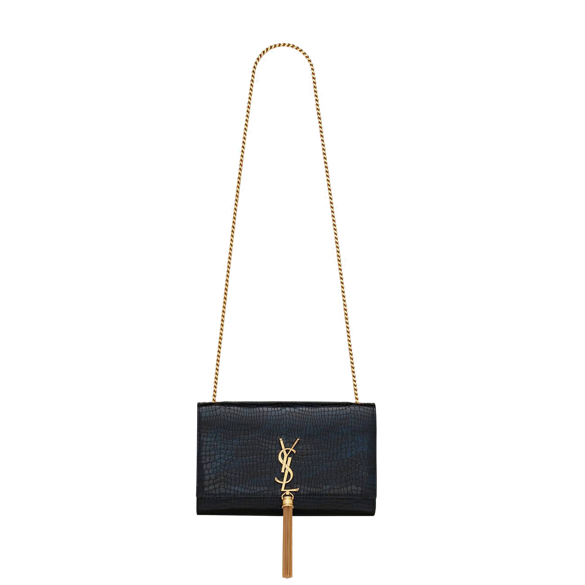 YSL KATE MEDIUM CHAIN BAG WITH TASSEL IN SHINY CROCODILE-EMBOSSED LEATHER 354119AAAY14083 (24*14.5*5.5cm) YSL KATE MEDIUM CHAIN BAG WITH TASSEL IN SHINY CROCODILE-EMBOSSED LEATHER 354119AAAY14083 (24*14.5*5.5cm)
