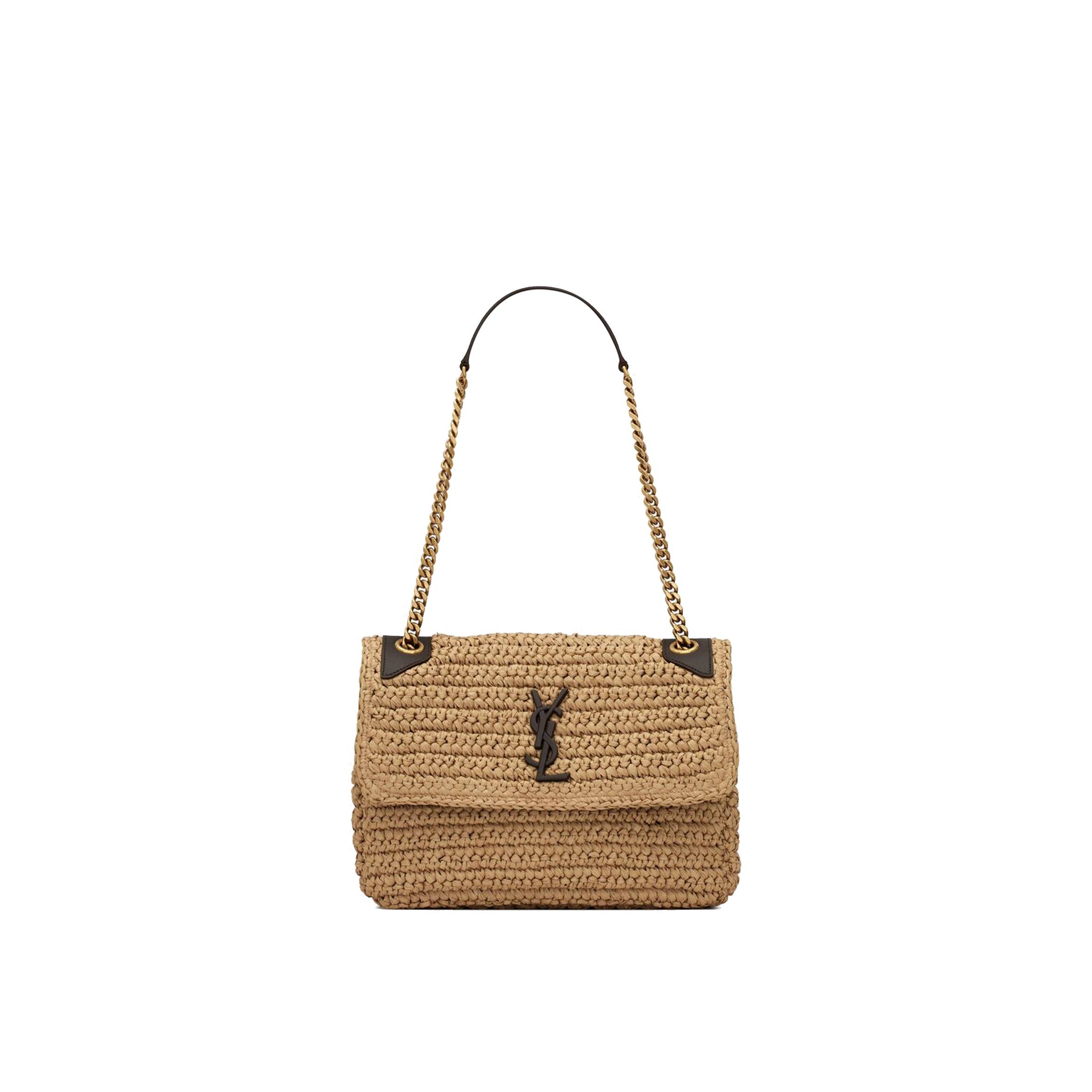 YSL NIKI MEDIUM CHAIN BAG IN RAFFIA AND LEATHER 633187GG66W7069 (28*20*8.5cm) YSL NIKI MEDIUM CHAIN BAG IN RAFFIA AND LEATHER 633187GG66W7069 (28*20*8.5cm)