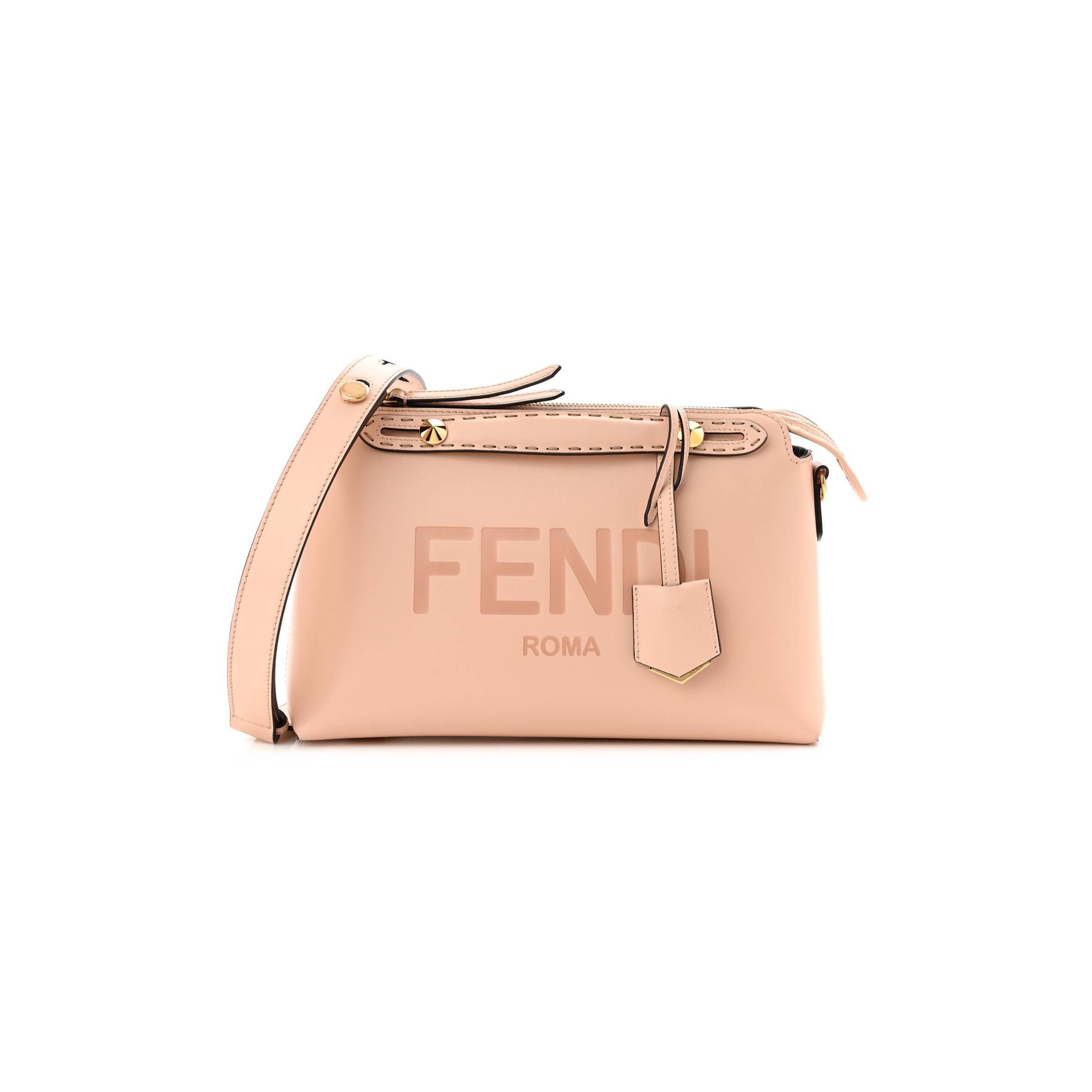 FENDI VITELLO KING LOGO EMBOSSED MEDIUM BY THE WAY BOSTON BAG LIGHT ROSE (27*18*12cm) FENDI VITELLO KING LOGO EMBOSSED MEDIUM BY THE WAY BOSTON BAG LIGHT ROSE (27*18*12cm)