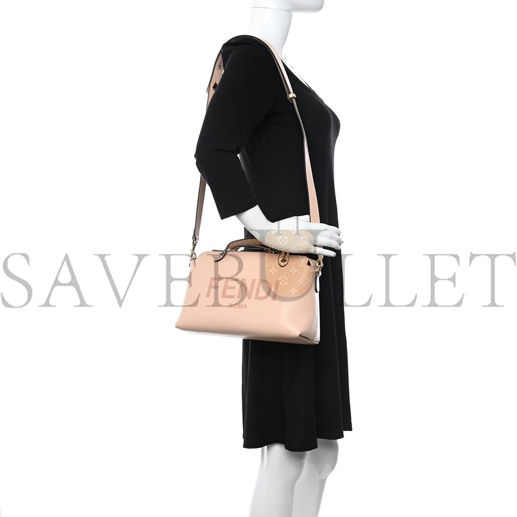 FENDI VITELLO KING LOGO EMBOSSED MEDIUM BY THE WAY BOSTON BAG LIGHT ROSE (27*18*12cm) FENDI VITELLO KING LOGO EMBOSSED MEDIUM BY THE WAY BOSTON BAG LIGHT ROSE (27*18*12cm)