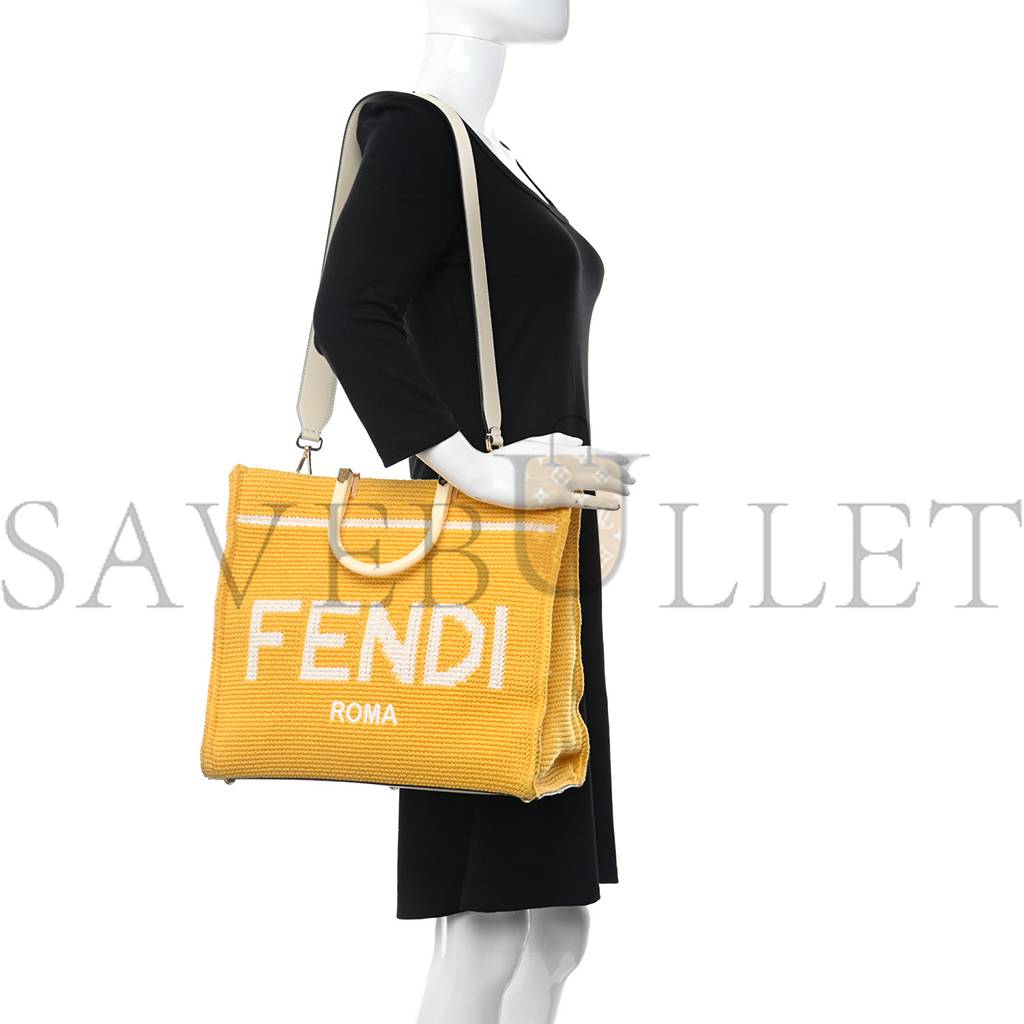 FENDI CROCHET VITELLO KING LOGO PLEXIGLASS MEDIUM FENDI SUNSHINE SHOPPER TOTE MIMOSA PANNA (36*31*15cm) FENDI CROCHET VITELLO KING LOGO PLEXIGLASS MEDIUM FENDI SUNSHINE SHOPPER TOTE MIMOSA PANNA (36*31*15cm)